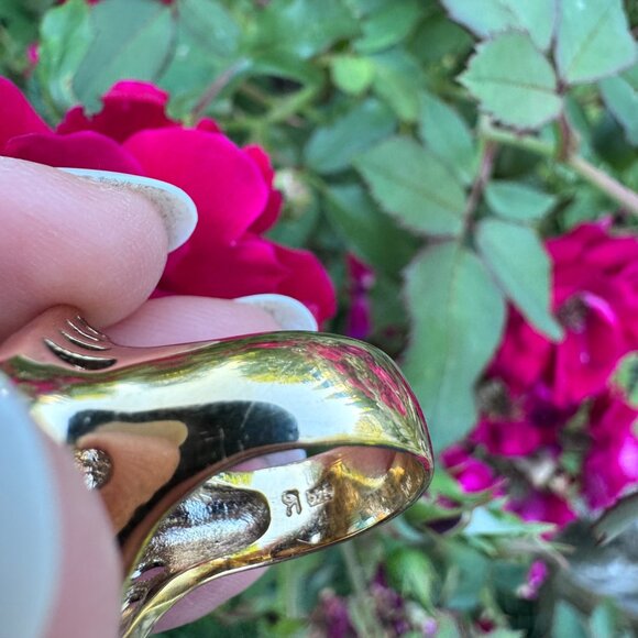 Ross-Simons 925 Sterling Silver Hammered Gold Tone Blue Ring Size 6.5 Vintage - Picture 8 of 14